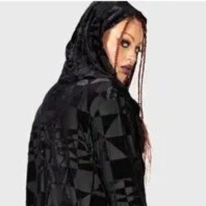 Killstar Suspiria  burnout velvet hooded cloak / unisex + pockets! cybergoth